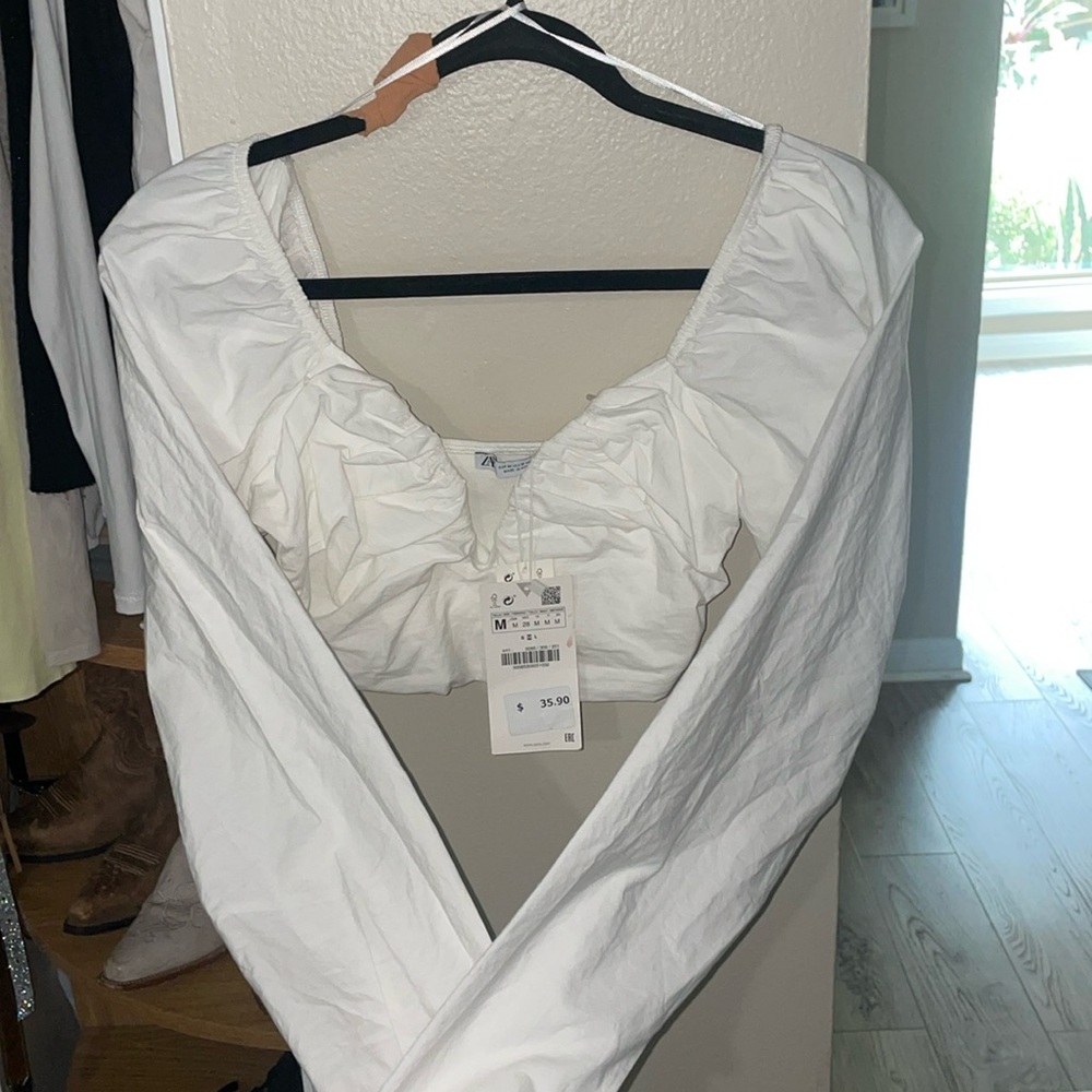 Zara Ruched Poplin Crop Top (NWT)